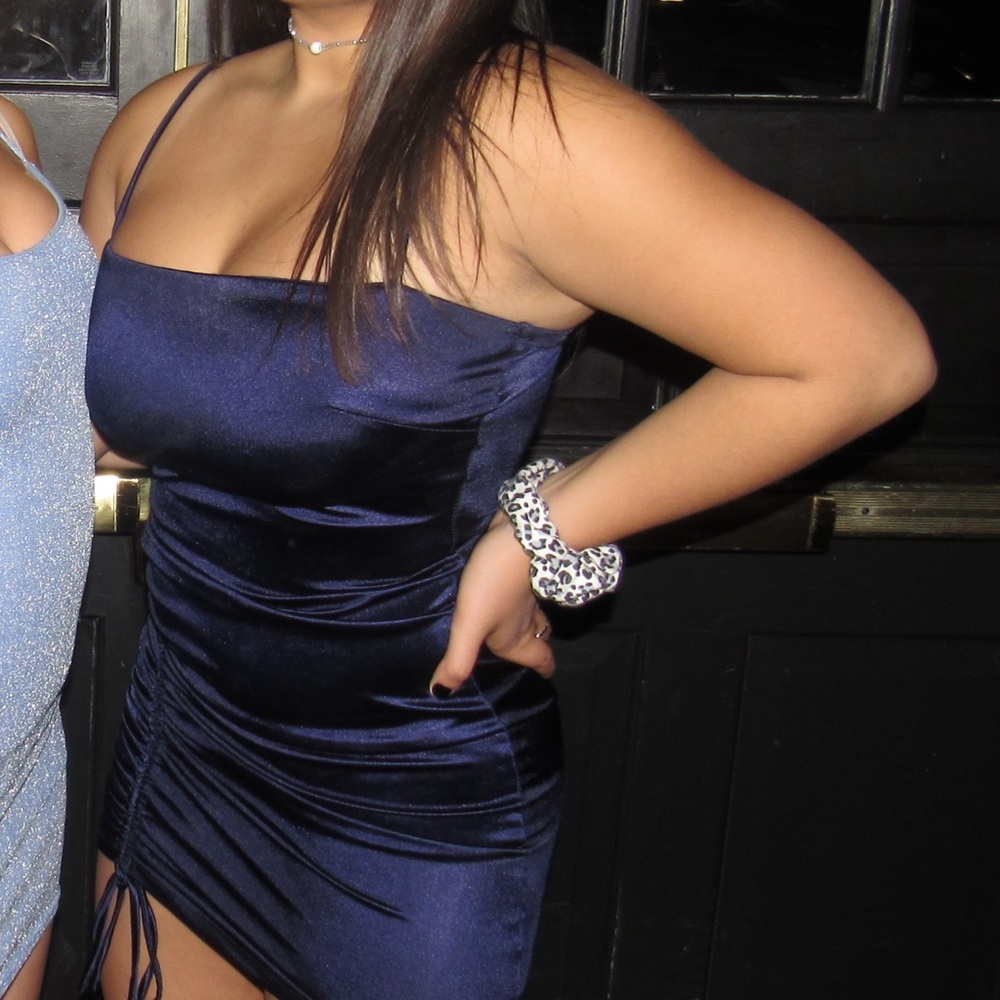 Windsor Blue Ruched Bodycon Mini Dress